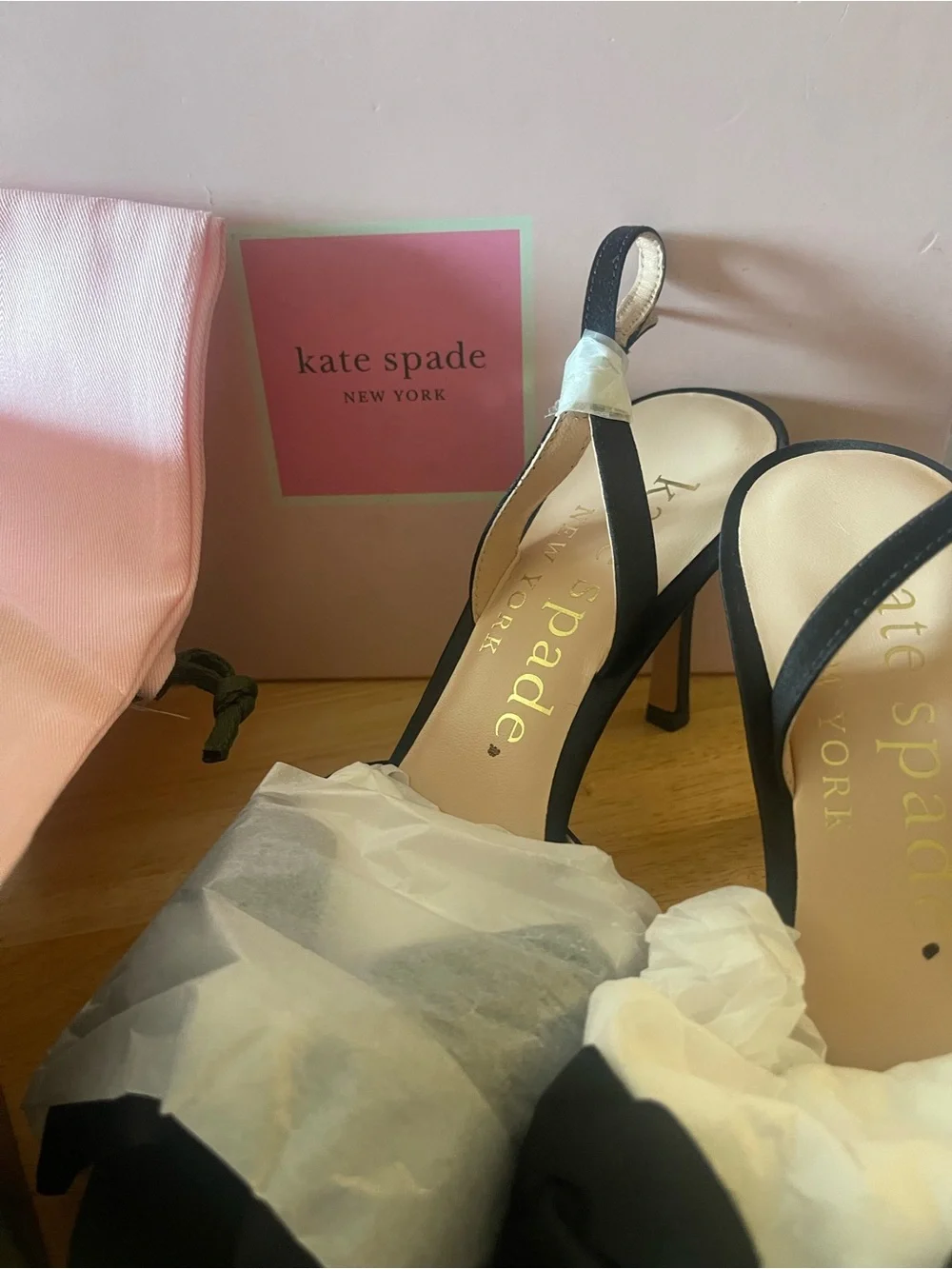 New Kate Spade Happily Black Slingback Pumps Size 8 Dressy Classy Party